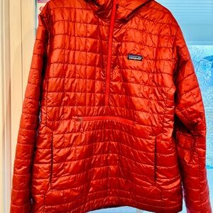 Patagonia Mens Red Hooded Nano Puff Bivy Half Zip Pullover Jacket Large